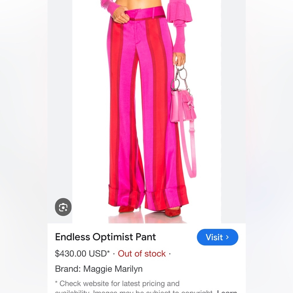 Maggie Marilyn Endless Optimist Pink and Red Striped Women's Trousers pants 2
